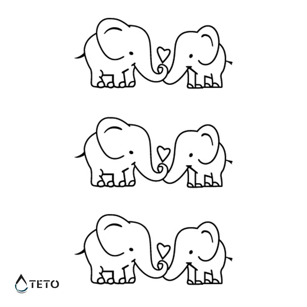 Elefantes enamorados – set - TETO - Tatuajes Temporales