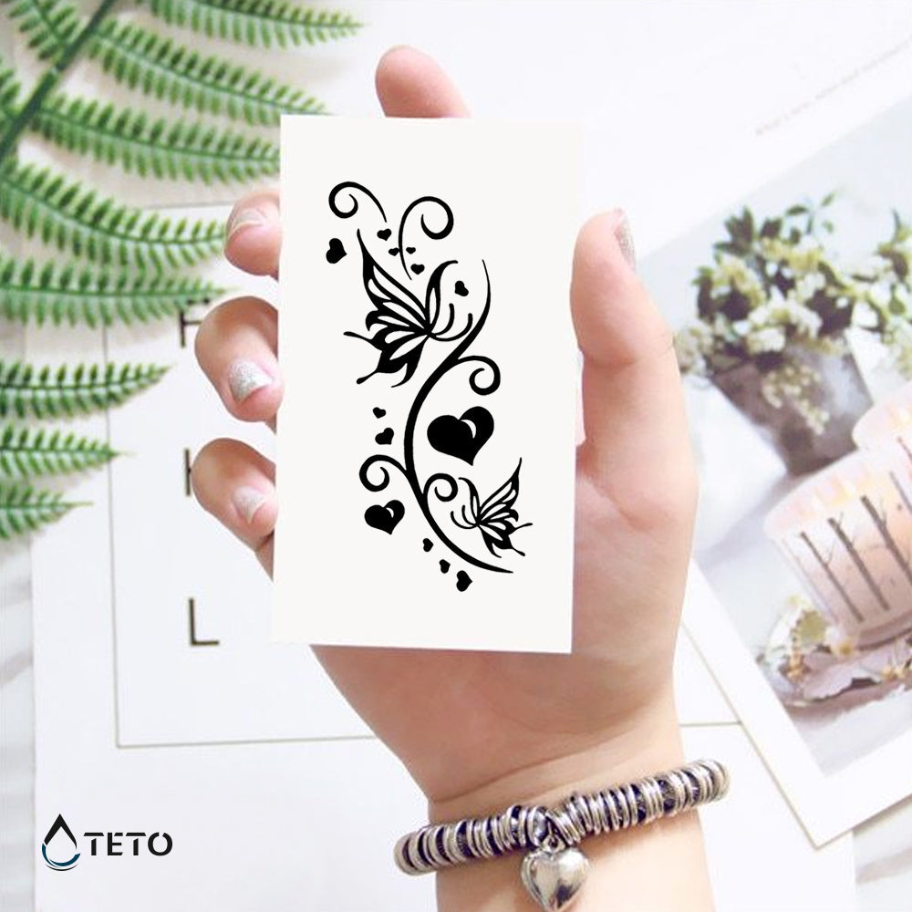 Mariposas con corazones - TETO - Tatuajes Temporales
