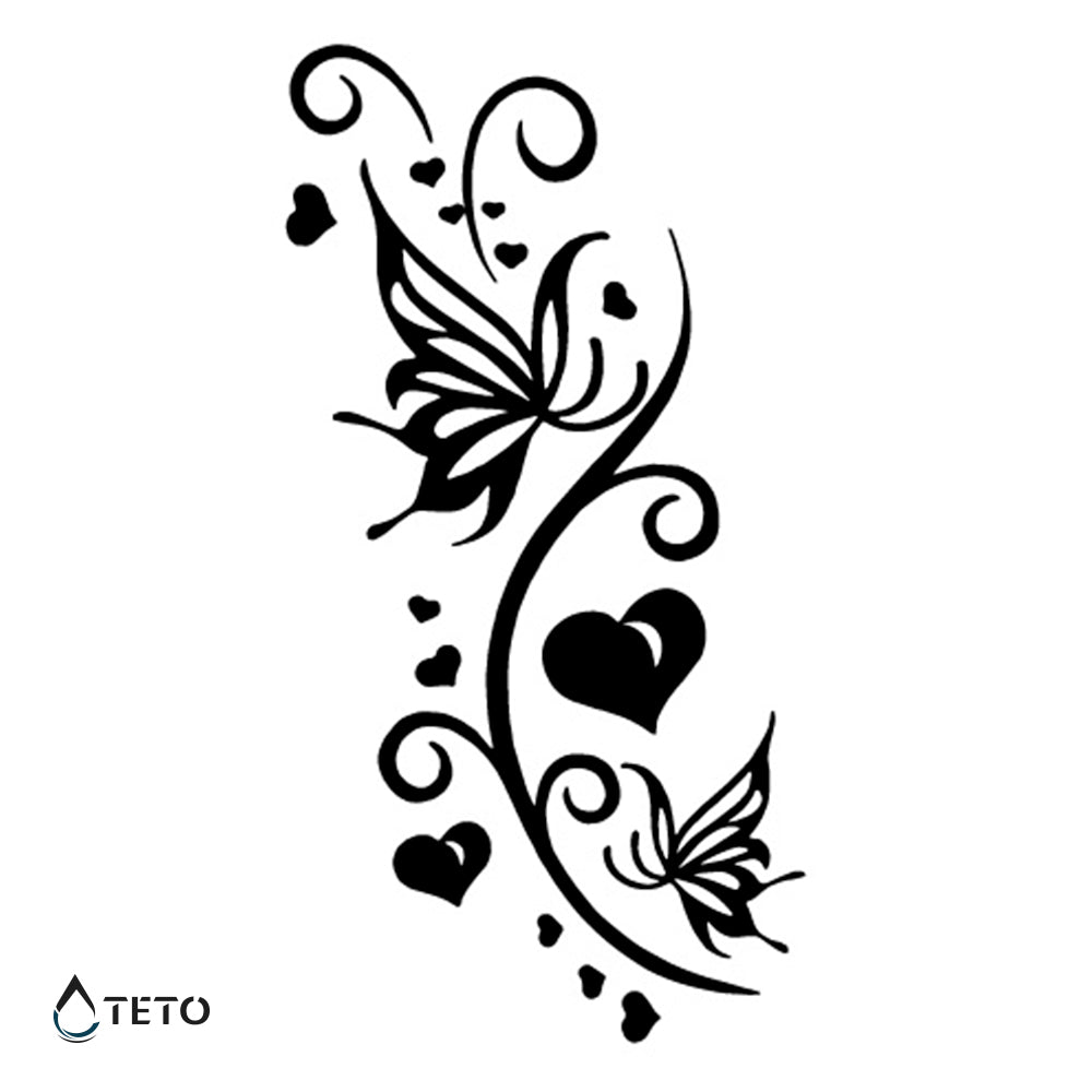 Mariposas con corazones - TETO - Tatuajes Temporales