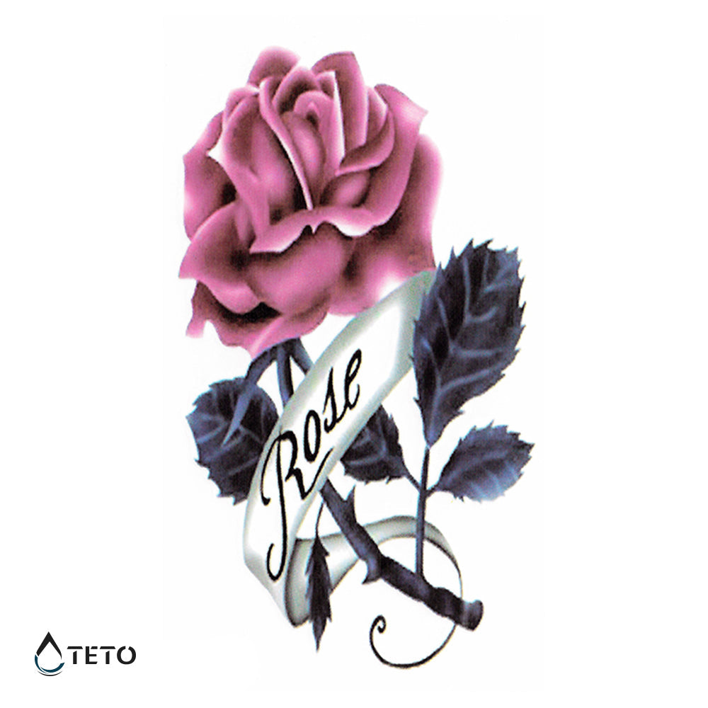 Flor - rosa - Tatuajes Temporales TETO