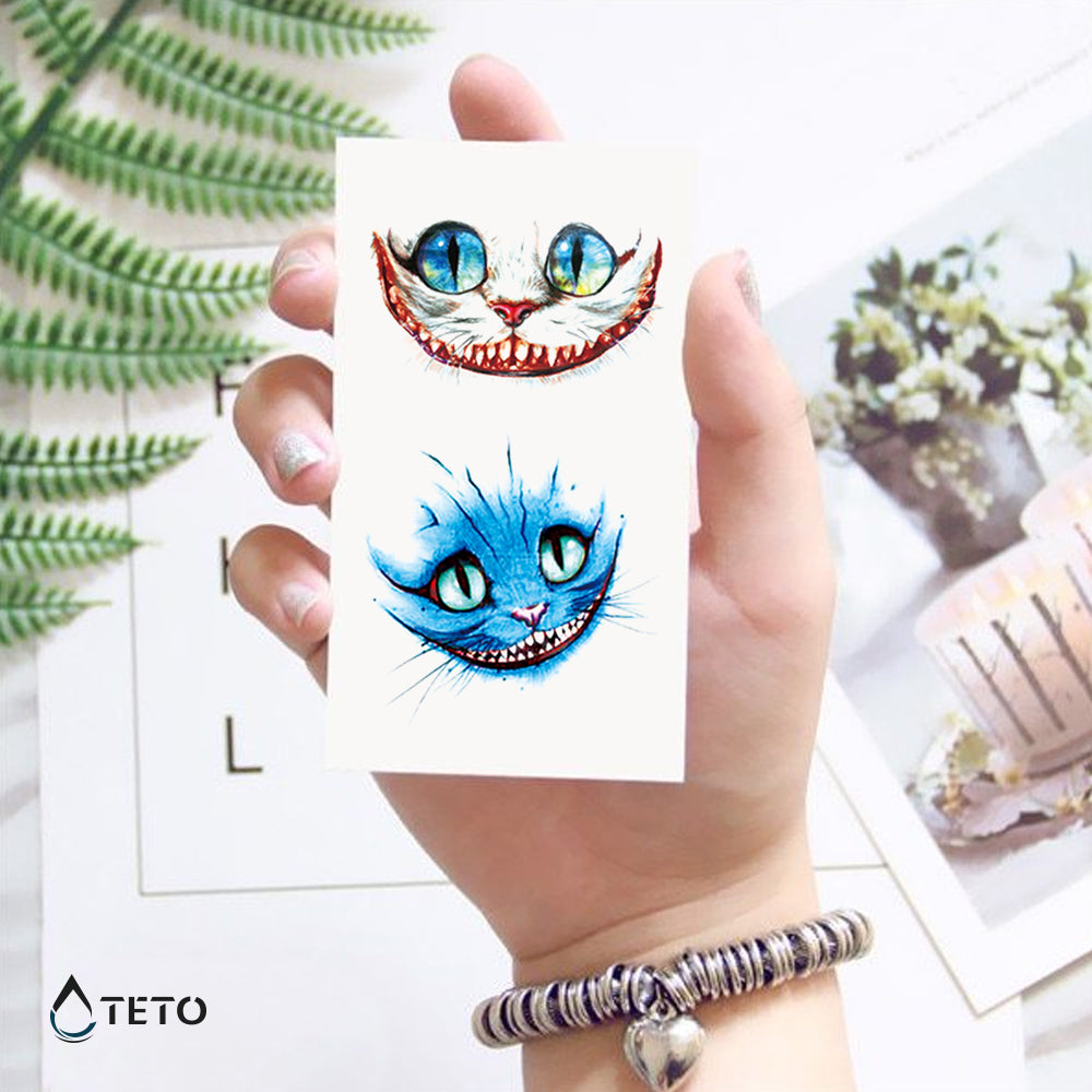 El gato de Cheshire – set - TETO - Tatuajes Temporales