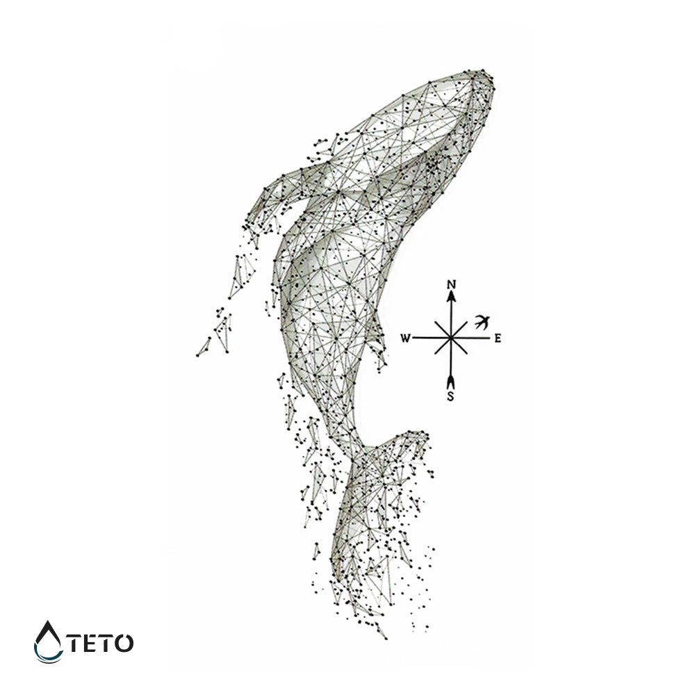 Ballena y brújula - TETO - Tatuajes Temporales