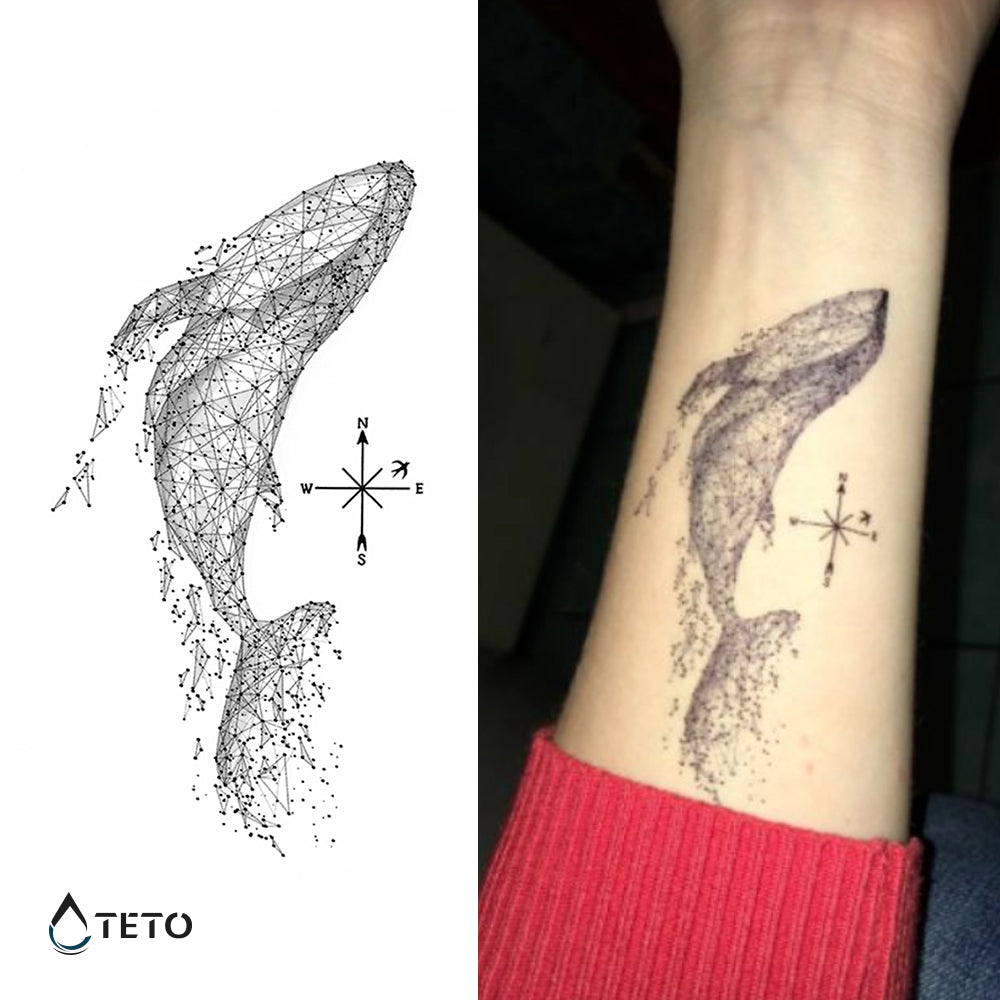 Ballena y brújula - TETO - Tatuajes Temporales