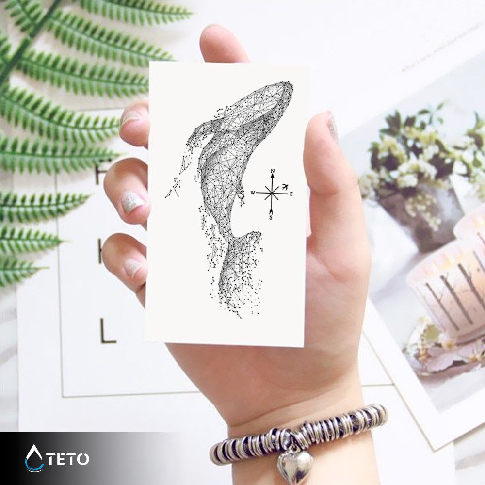 Ballena y brújula - TETO - Tatuajes Temporales