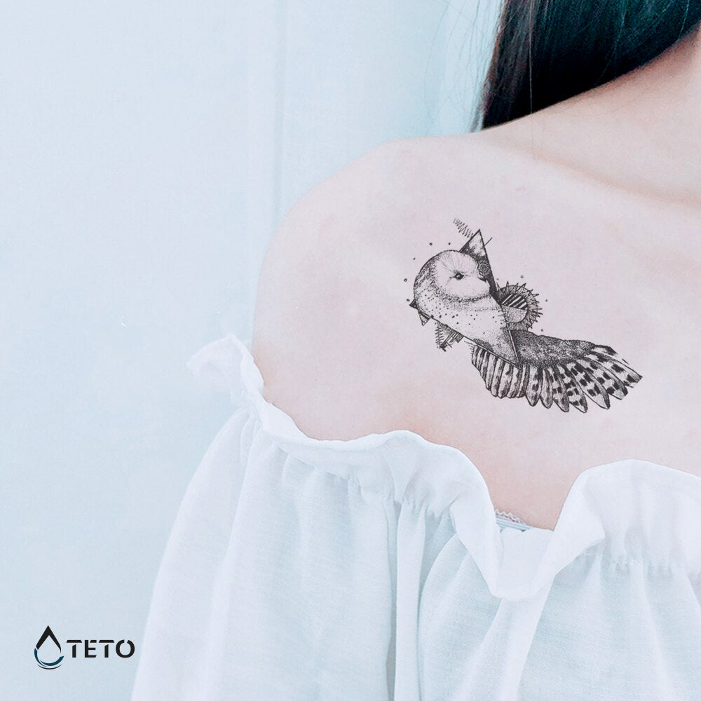 Búho en un triángulo - TETO - Tatuajes Temporales