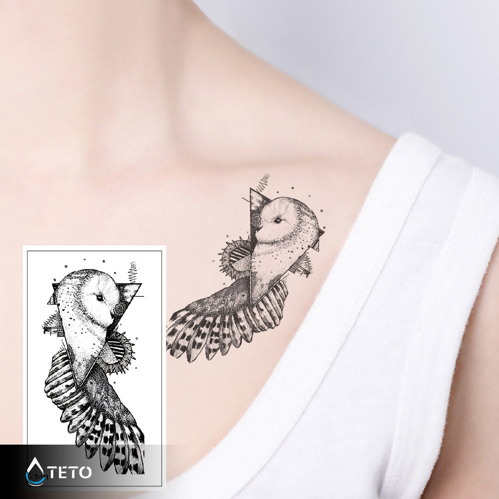 Búho en un triángulo - TETO - Tatuajes Temporales