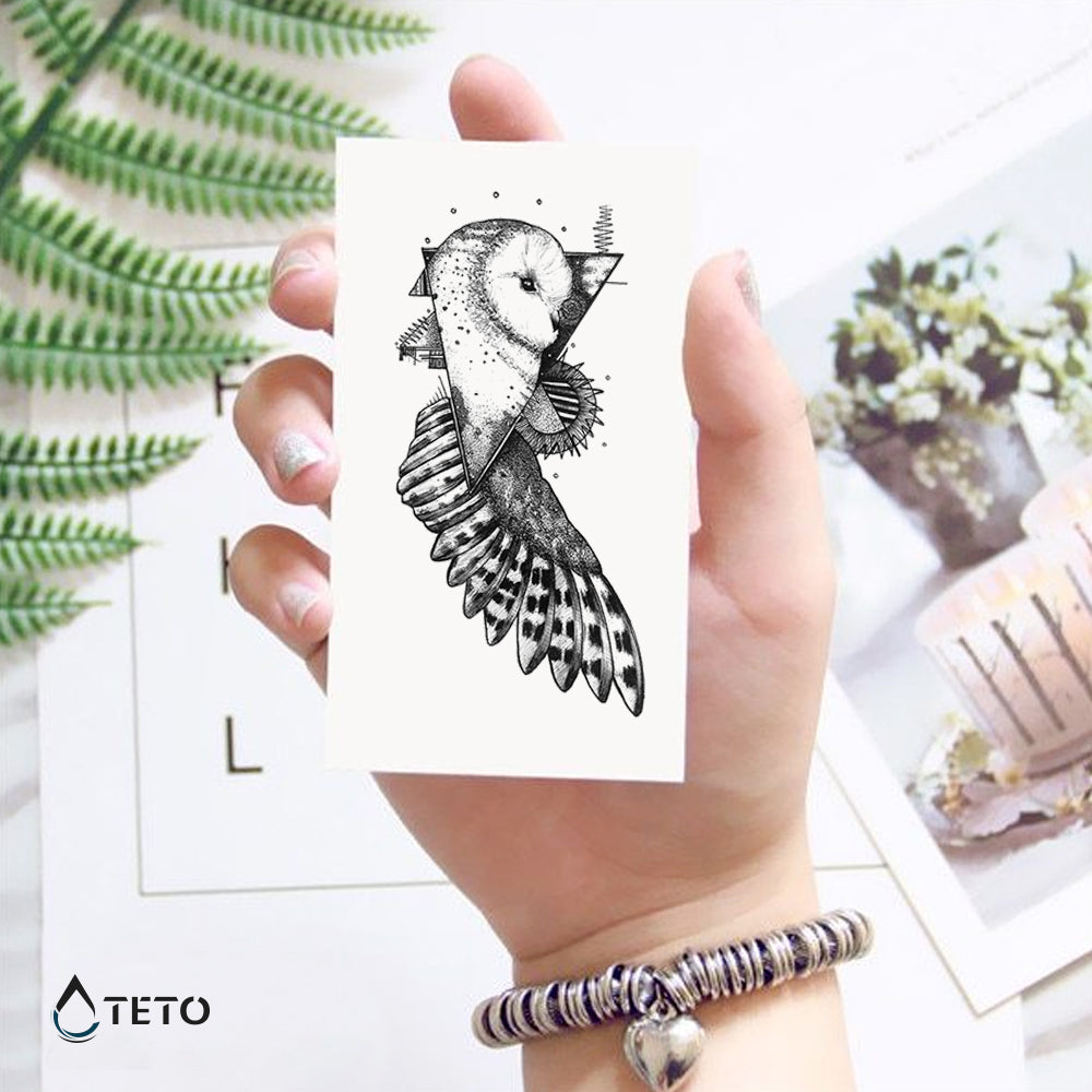 Búho en un triángulo - TETO - Tatuajes Temporales