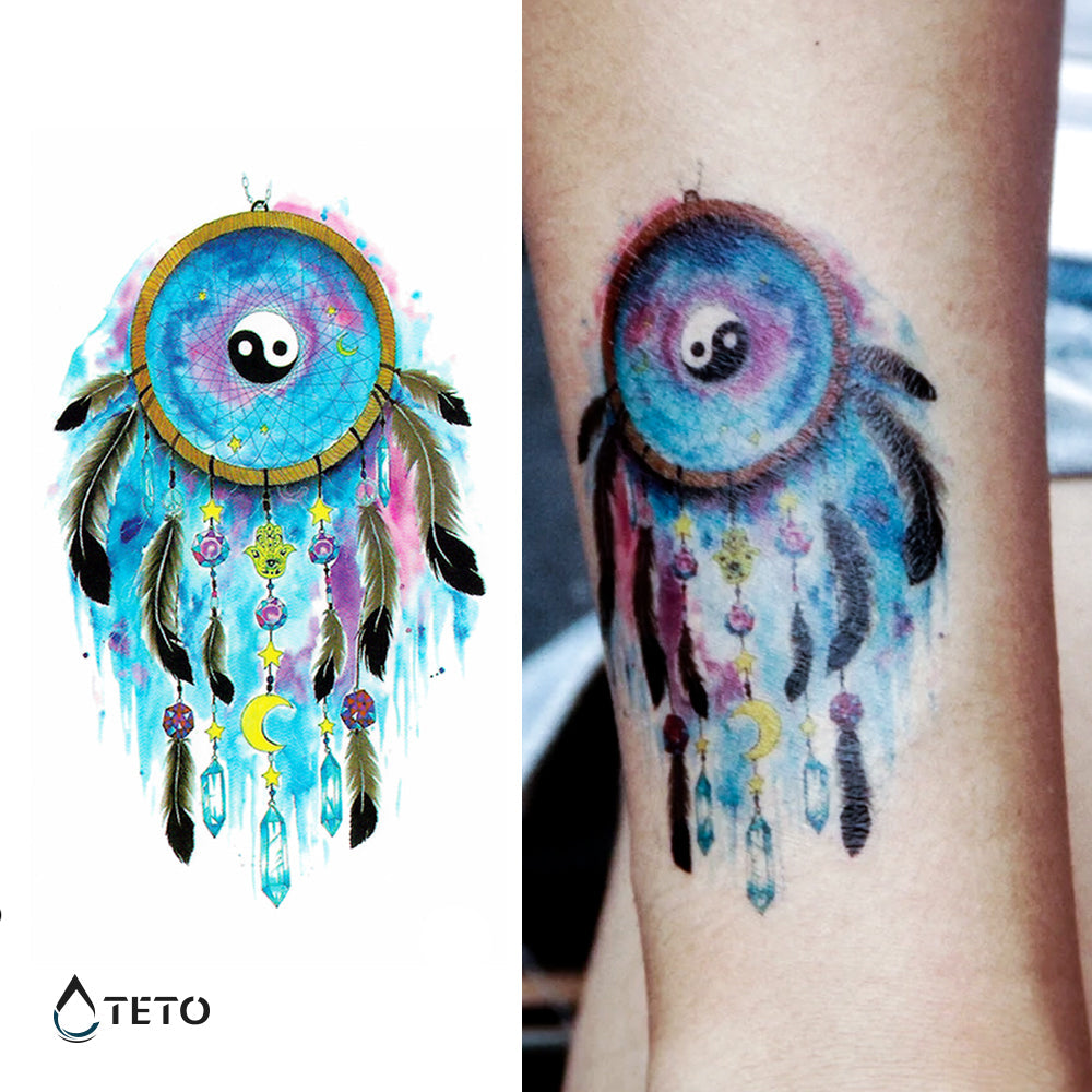 Atrapasueños - yin y yang - TETO - Tatuajes Temporales