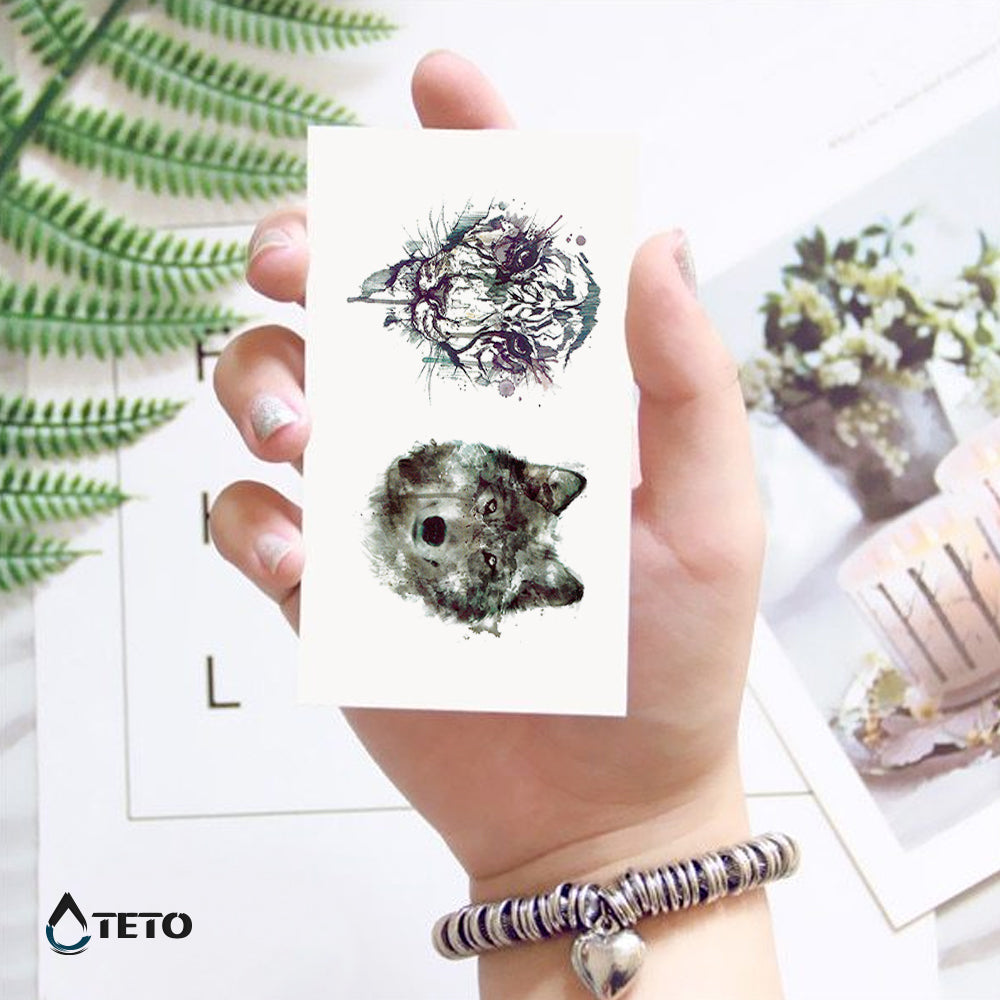 Tigre y lobo - set - TETO - Tatuajes Temporales