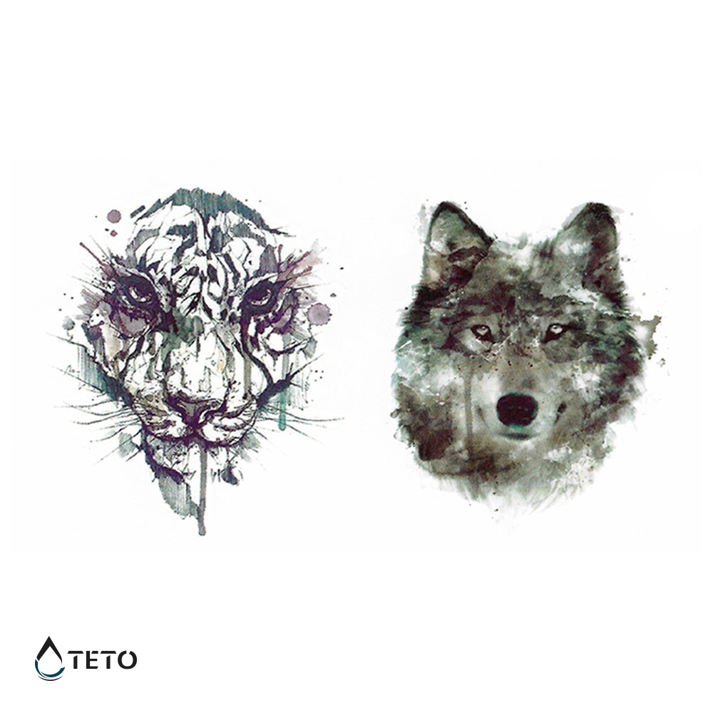 Tigre y lobo - set - TETO - Tatuajes Temporales