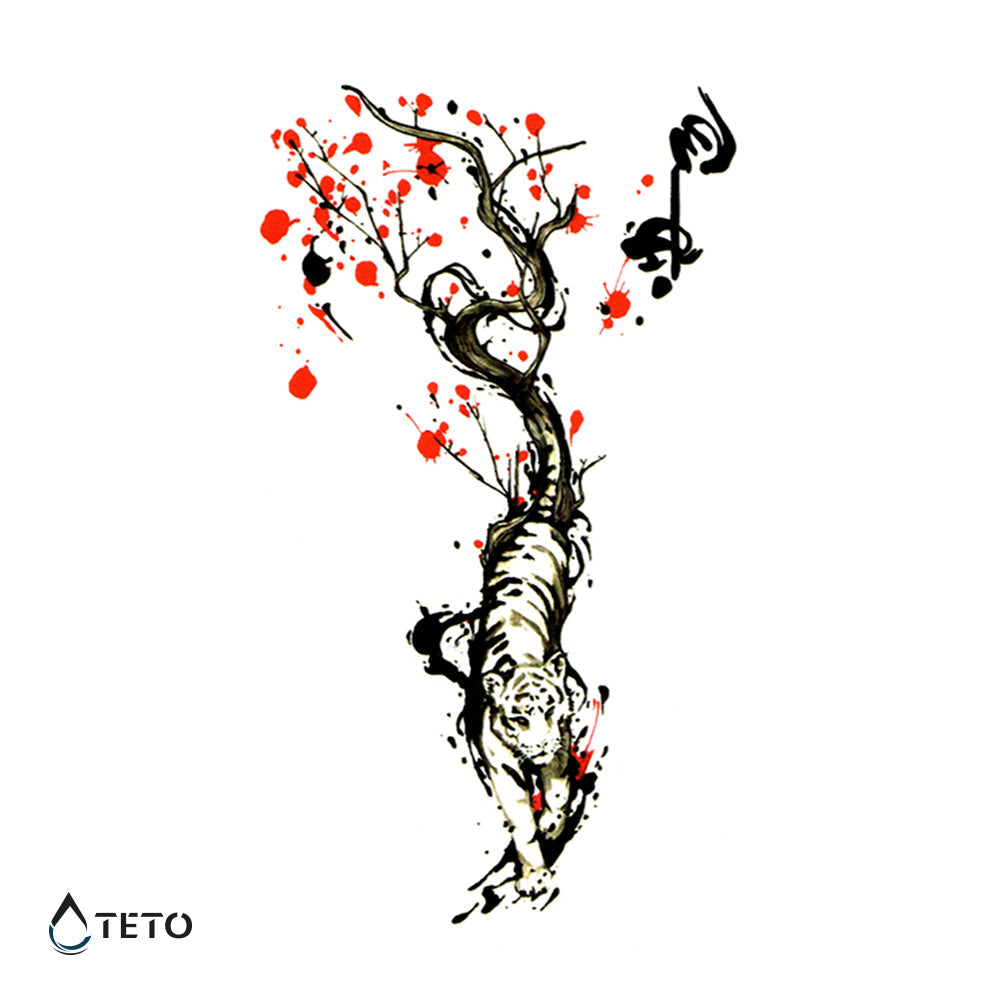 Tigre romántico - TETO - Tatuajes Temporales