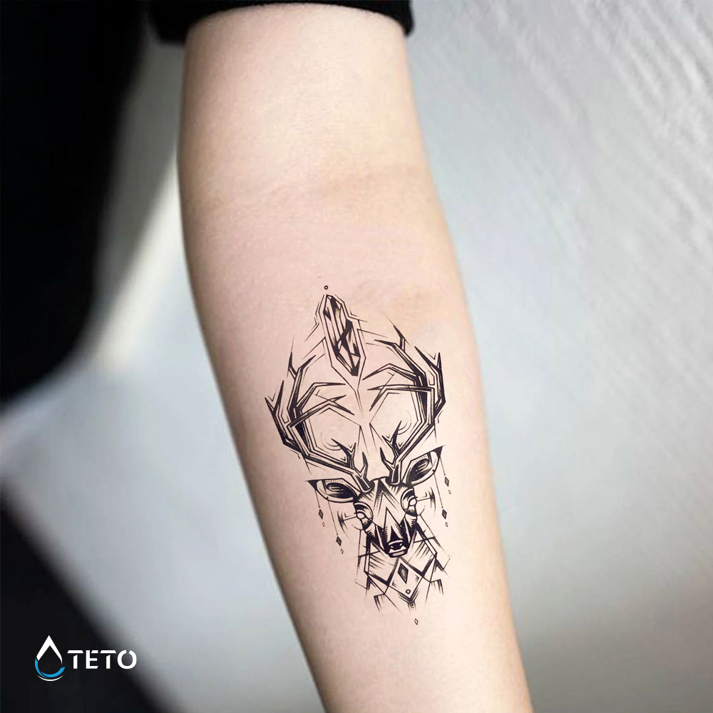 Ciervo geométrico - TETO - Tatuajes Temporales