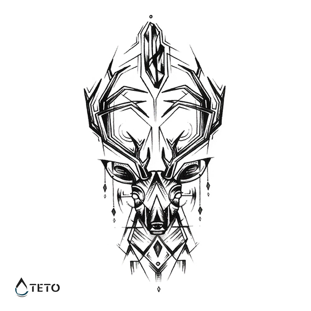 Ciervo geométrico - TETO - Tatuajes Temporales