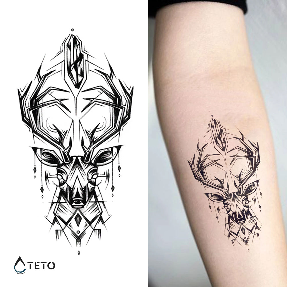 Ciervo geométrico - TETO - Tatuajes Temporales