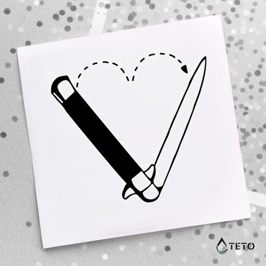 Navaja de corazón - TETO - Tatuajes Temporales