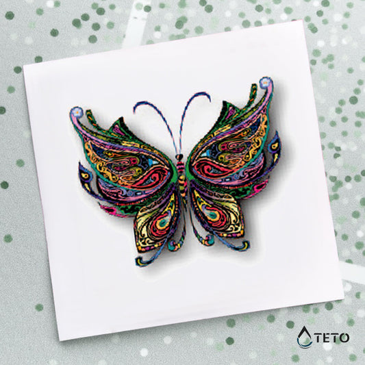 Mariposa multicolor - TETO - Tatuajes Temporales