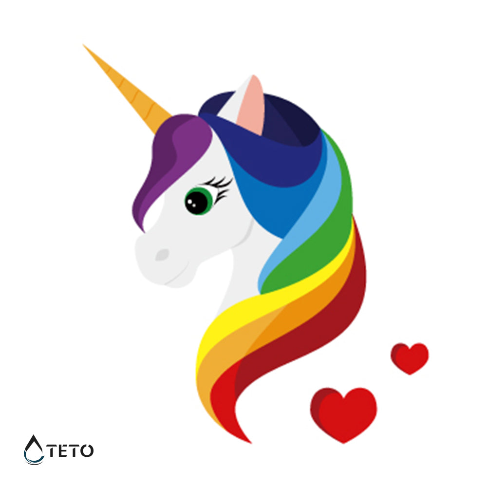 Unicornio arcoíris - TETO - Tatuajes Temporales