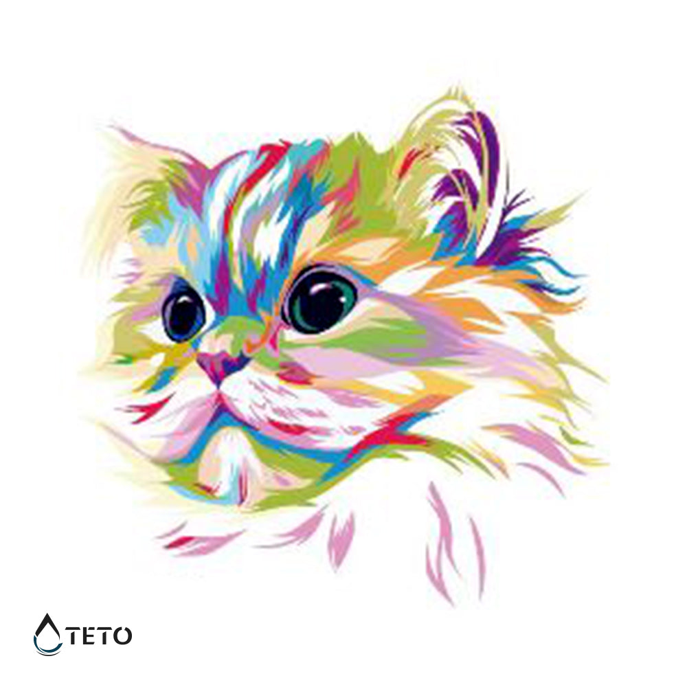 Gato multicolor - TETO - Tatuajes Temporales