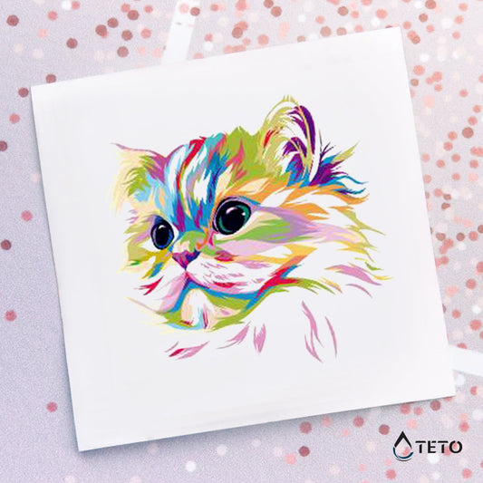 Gato multicolor - TETO - Tatuajes Temporales