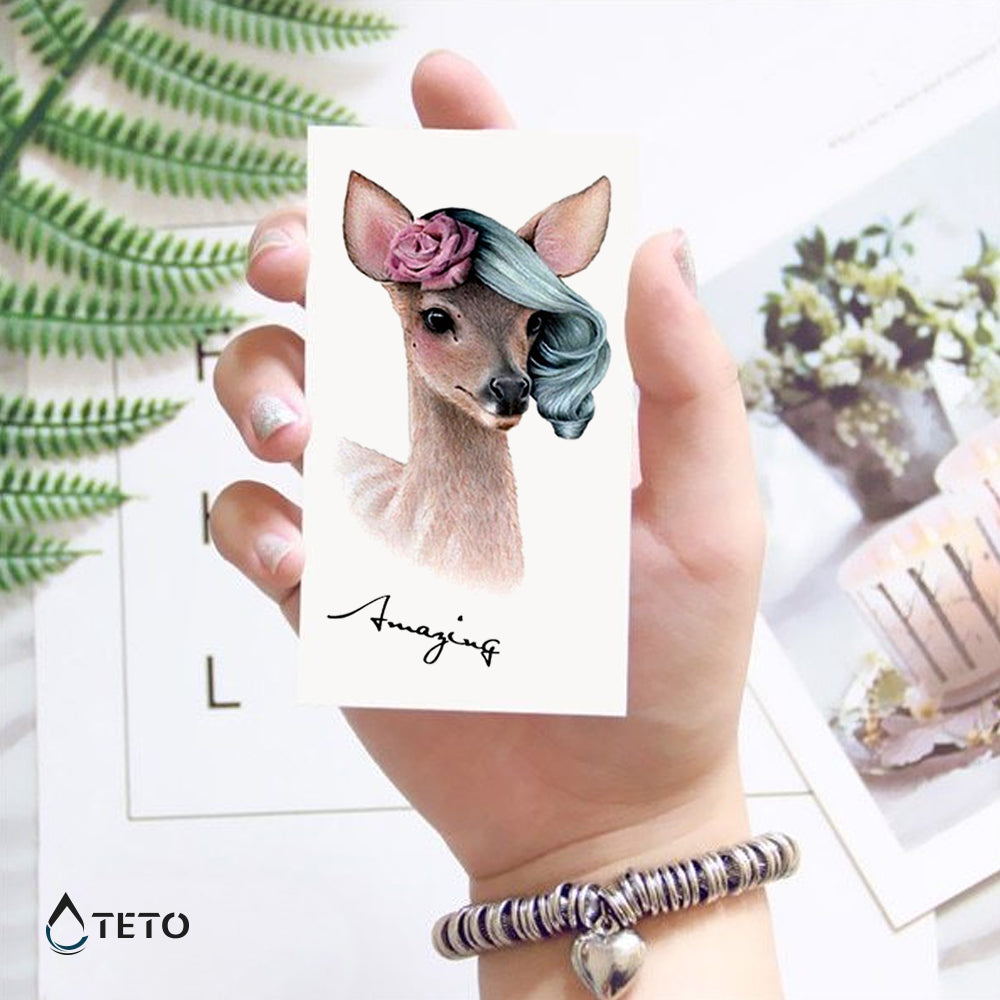 Ciervo con peinado - TETO - Tatuajes Temporales