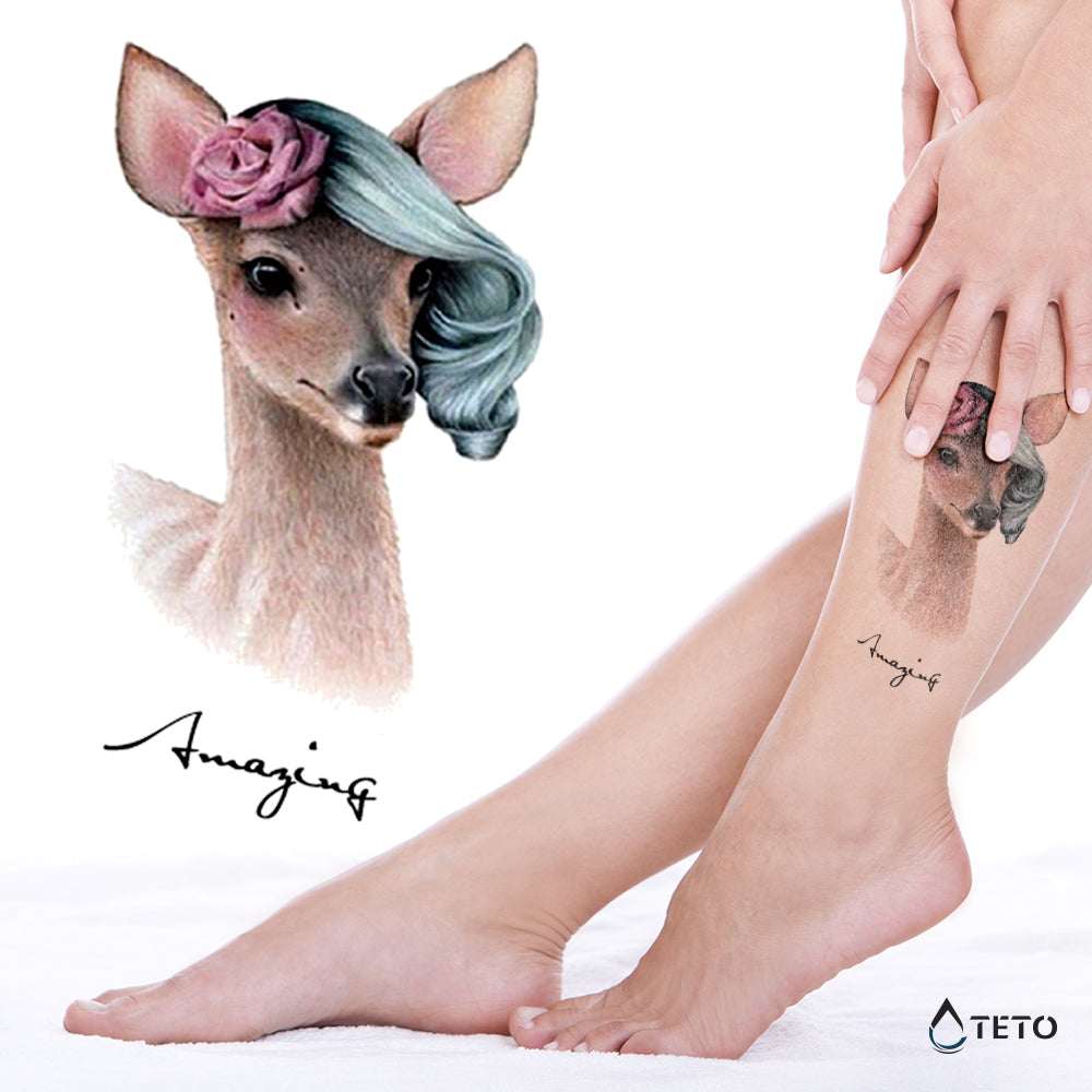 Ciervo con peinado - TETO - Tatuajes Temporales