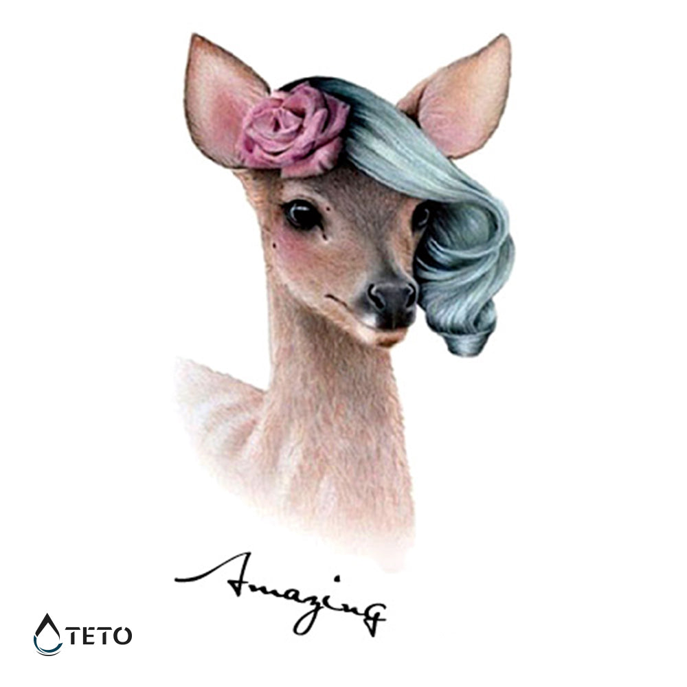 Ciervo con peinado - TETO - Tatuajes Temporales