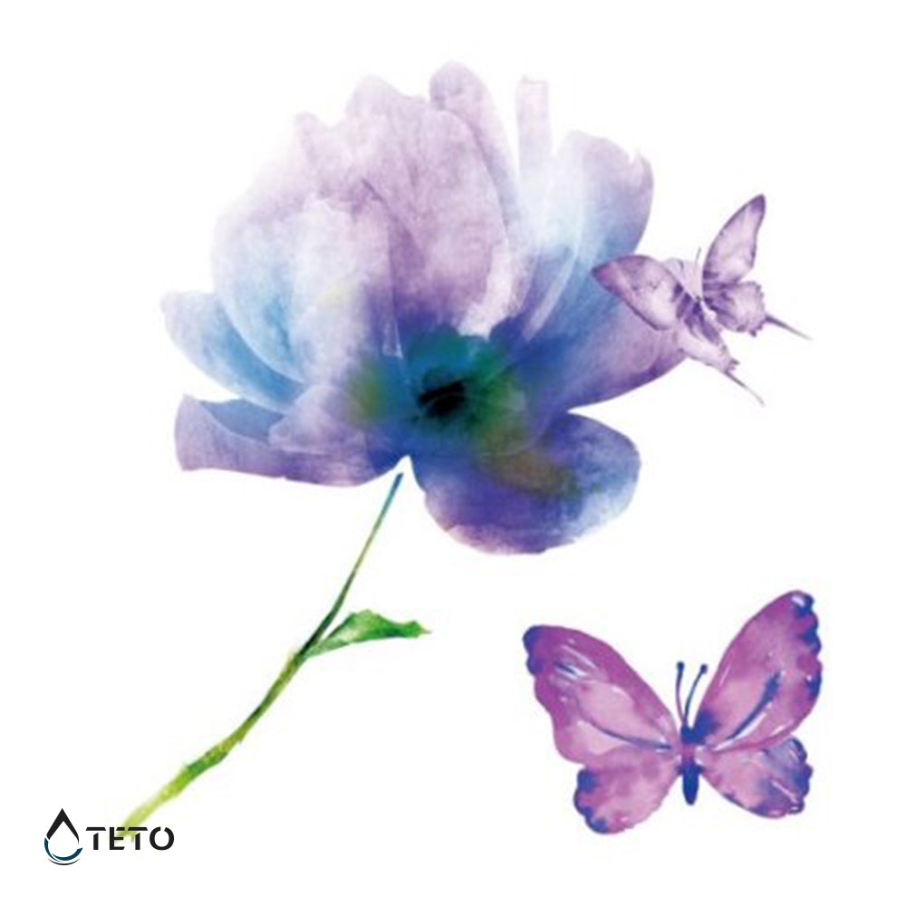 Flor y mariposa - set - TETO - Tatuajes Temporales