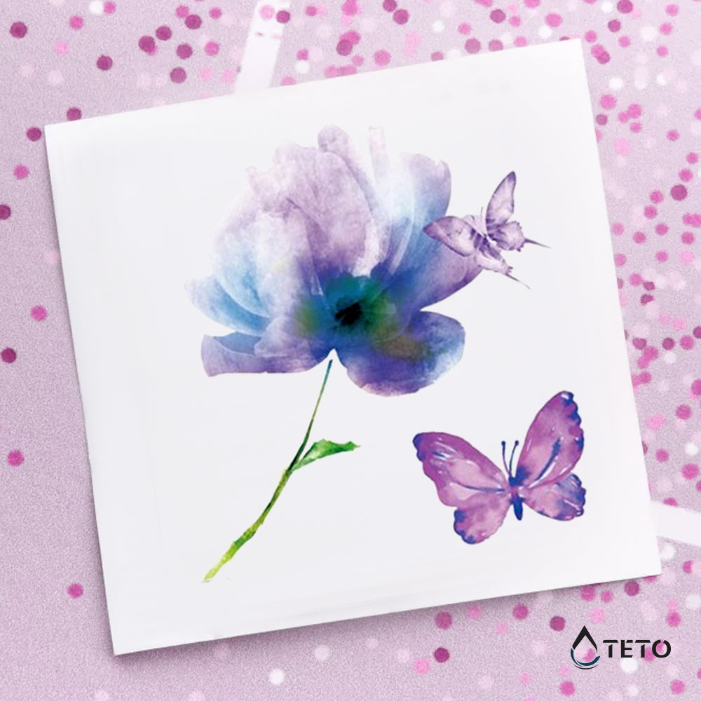 Flor y mariposa - set - TETO - Tatuajes Temporales