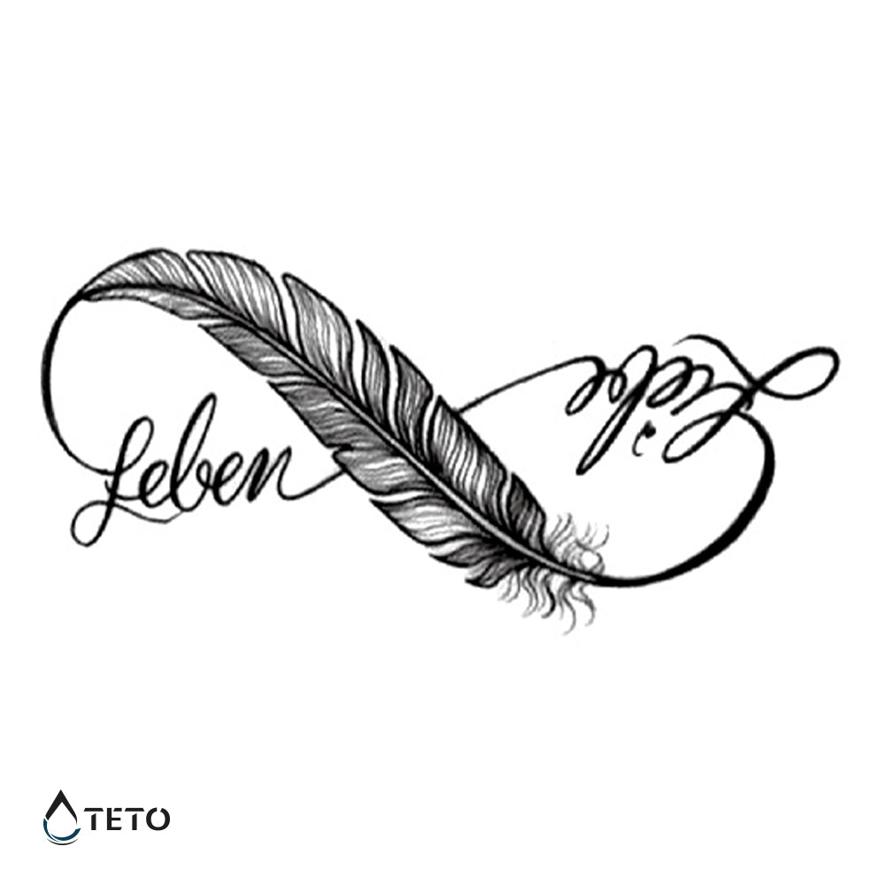 Infinito con pluma - TETO - Tatuajes Temporales