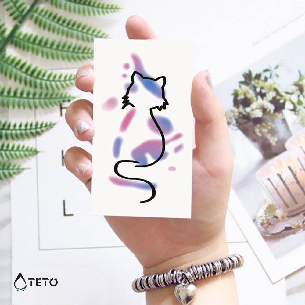 Silueta de gato - TETO - Tatuajes Temporales