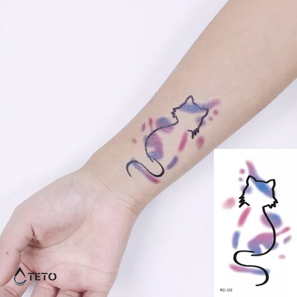 Silueta de gato - TETO - Tatuajes Temporales