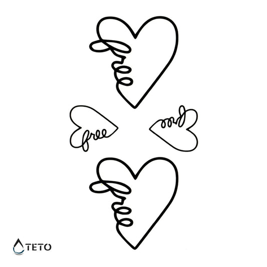 Corazón con texto único - set - Tatuajes Temporales TETO