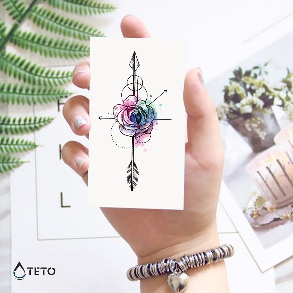 Flecha con flor - TETO - Tatuajes Temporales