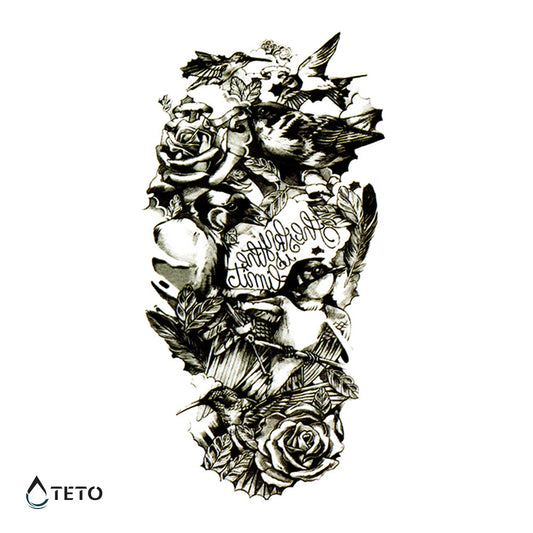 Pájaros y rosas - Tatuajes Temporales TETO