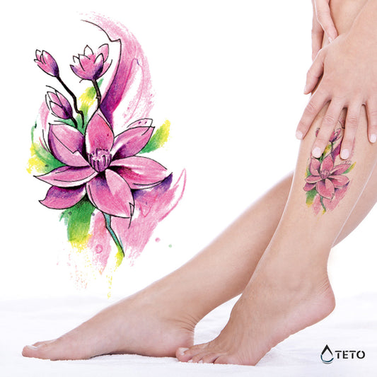 Flor rosada - TETO - Tatuajes Temporales