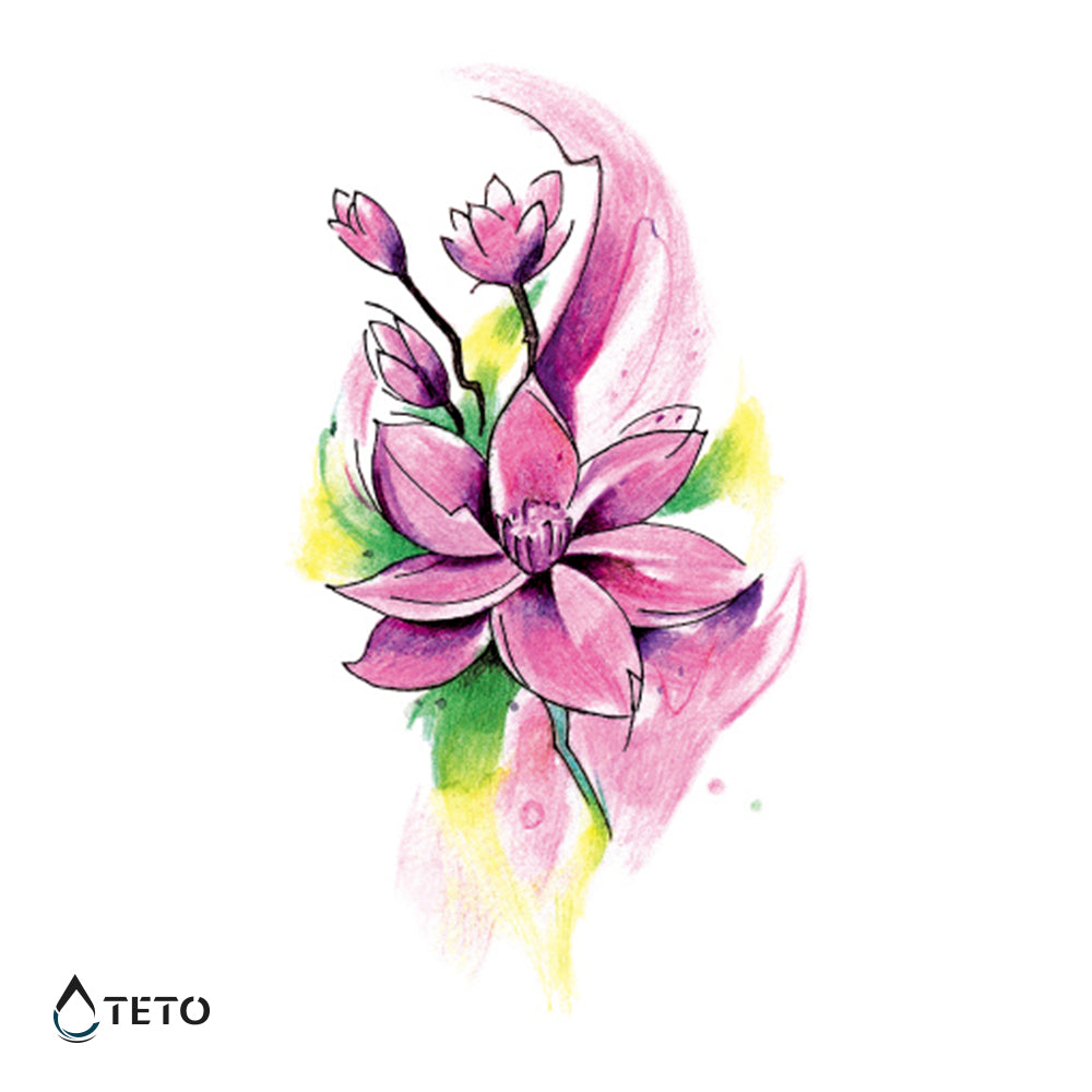Flor rosada - TETO - Tatuajes Temporales