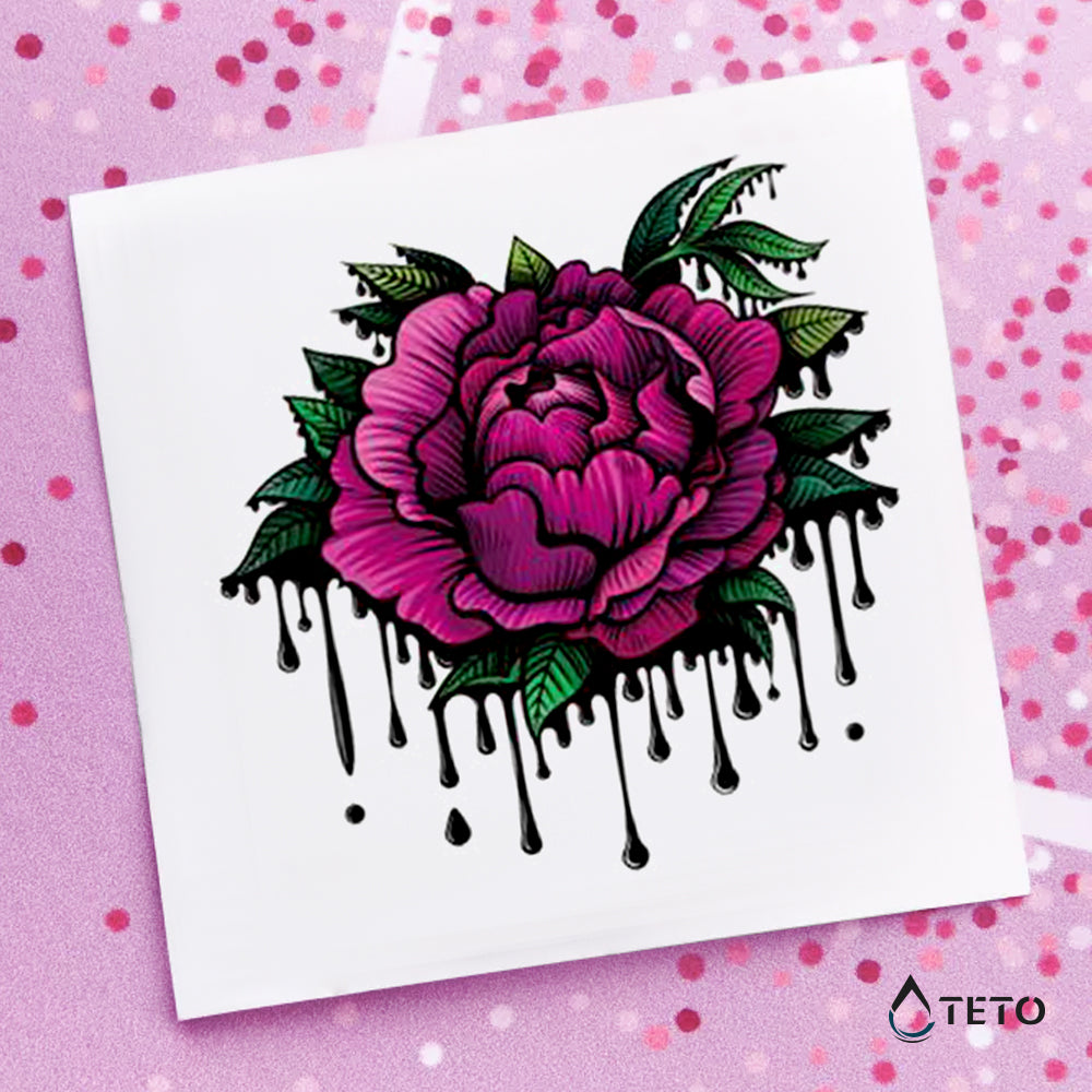 Peonía de sangre - TETO - Tatuajes Temporales