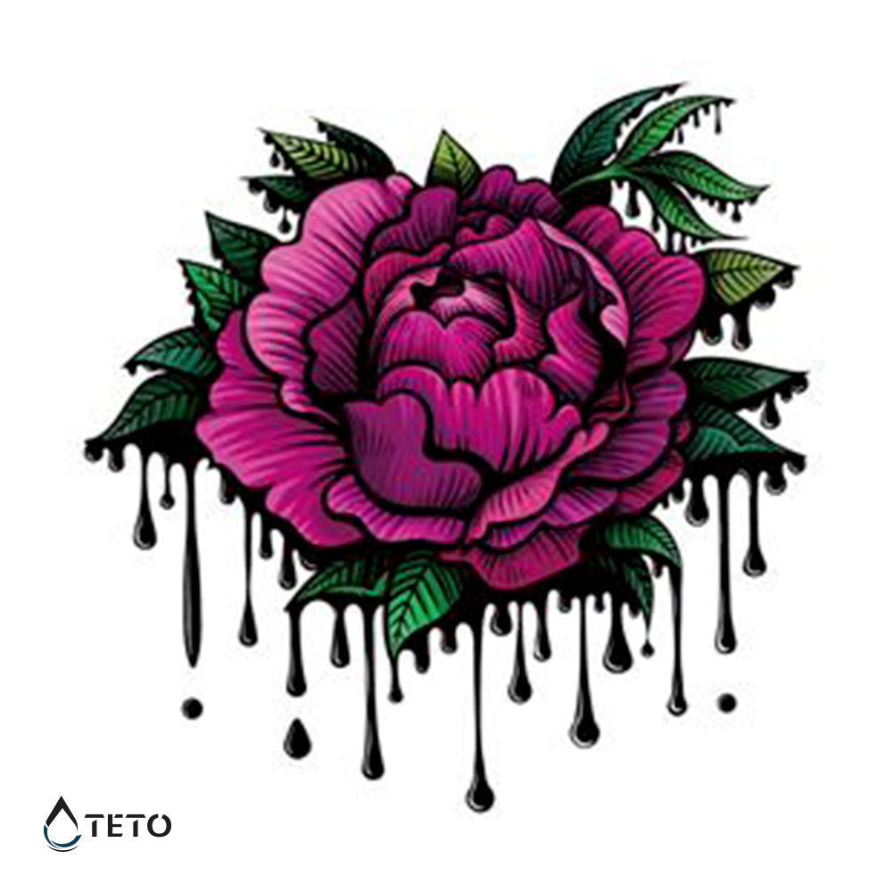 Peonía de sangre - TETO - Tatuajes Temporales