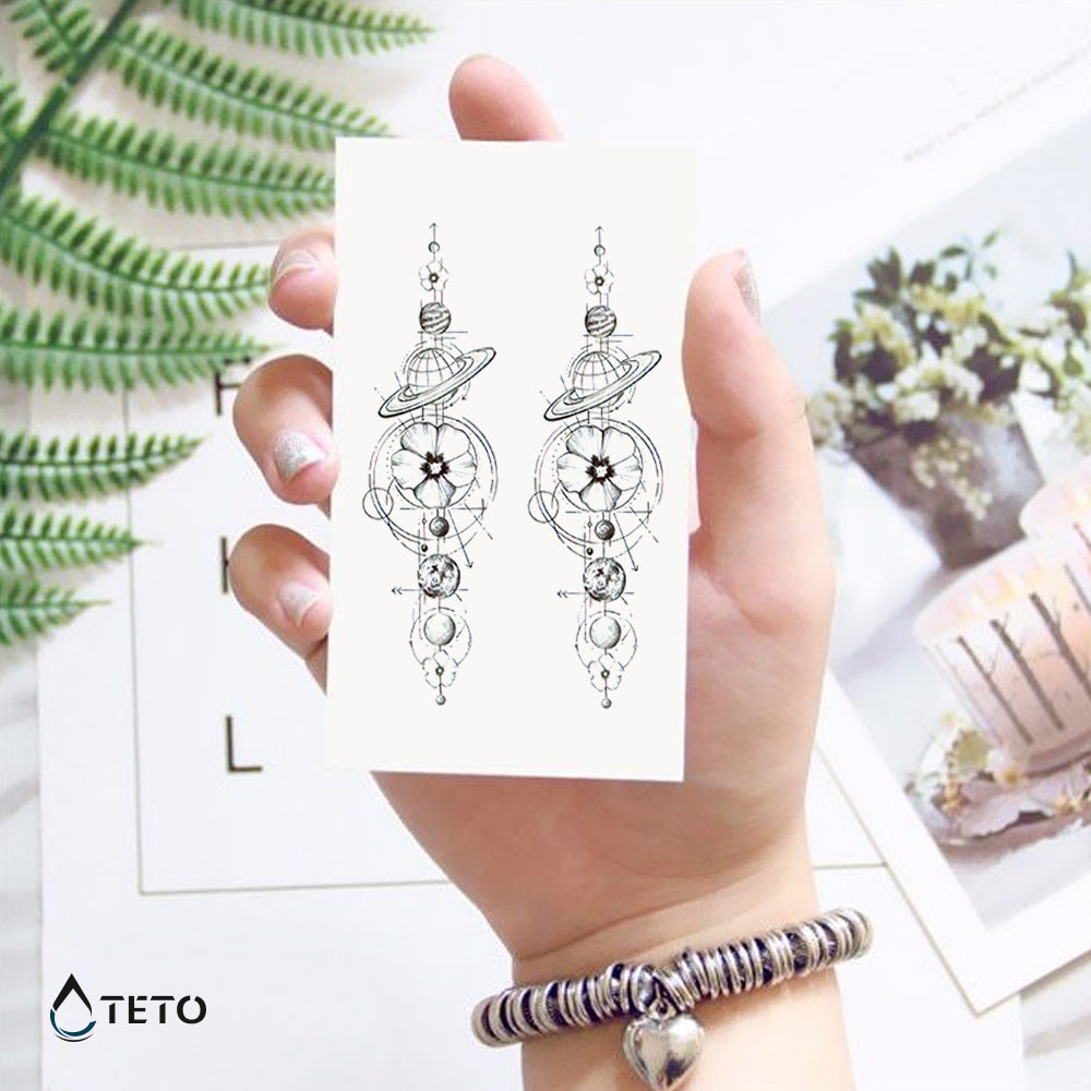 Fila de planetas – set - TETO - Tatuajes Temporales