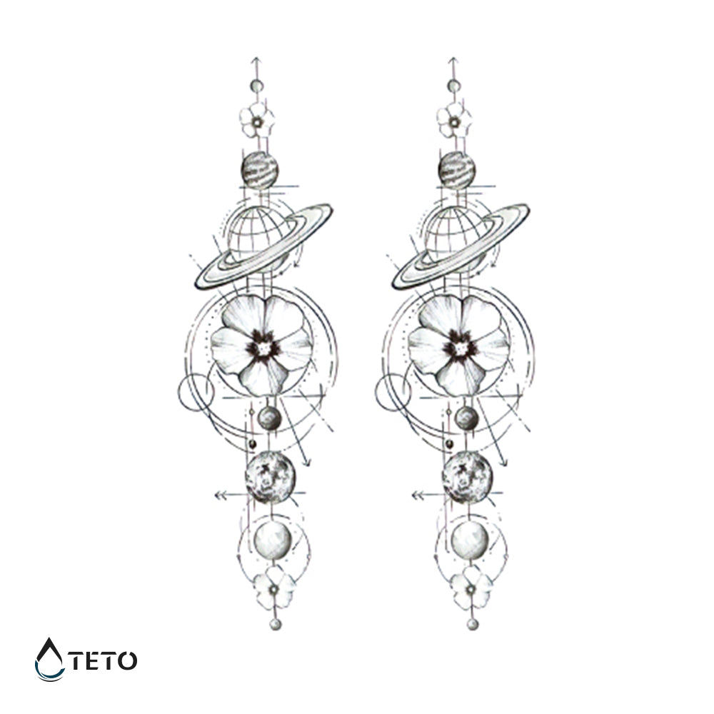 Fila de planetas – set - TETO - Tatuajes Temporales