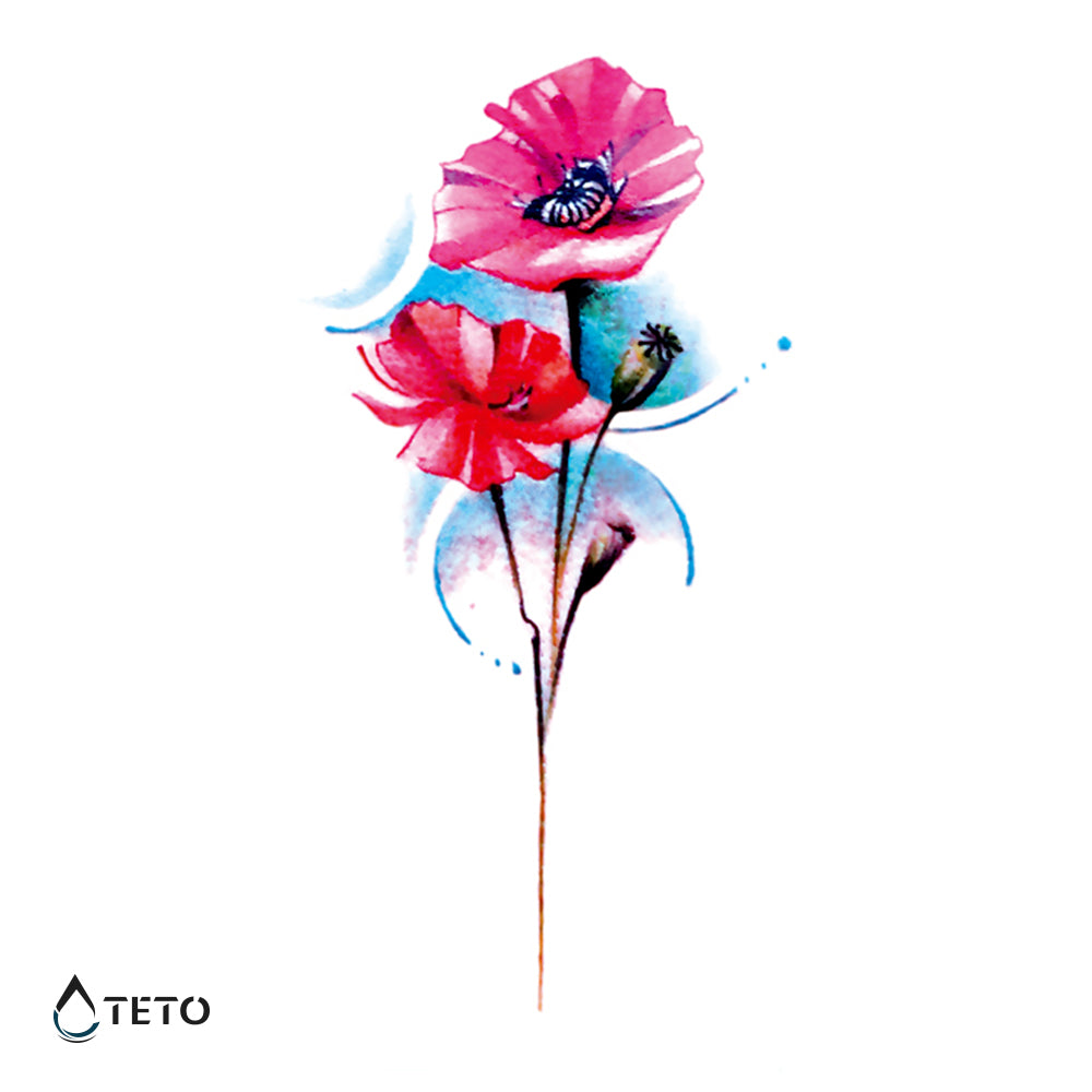 Flor – amapola - Tatuajes Temporales TETO