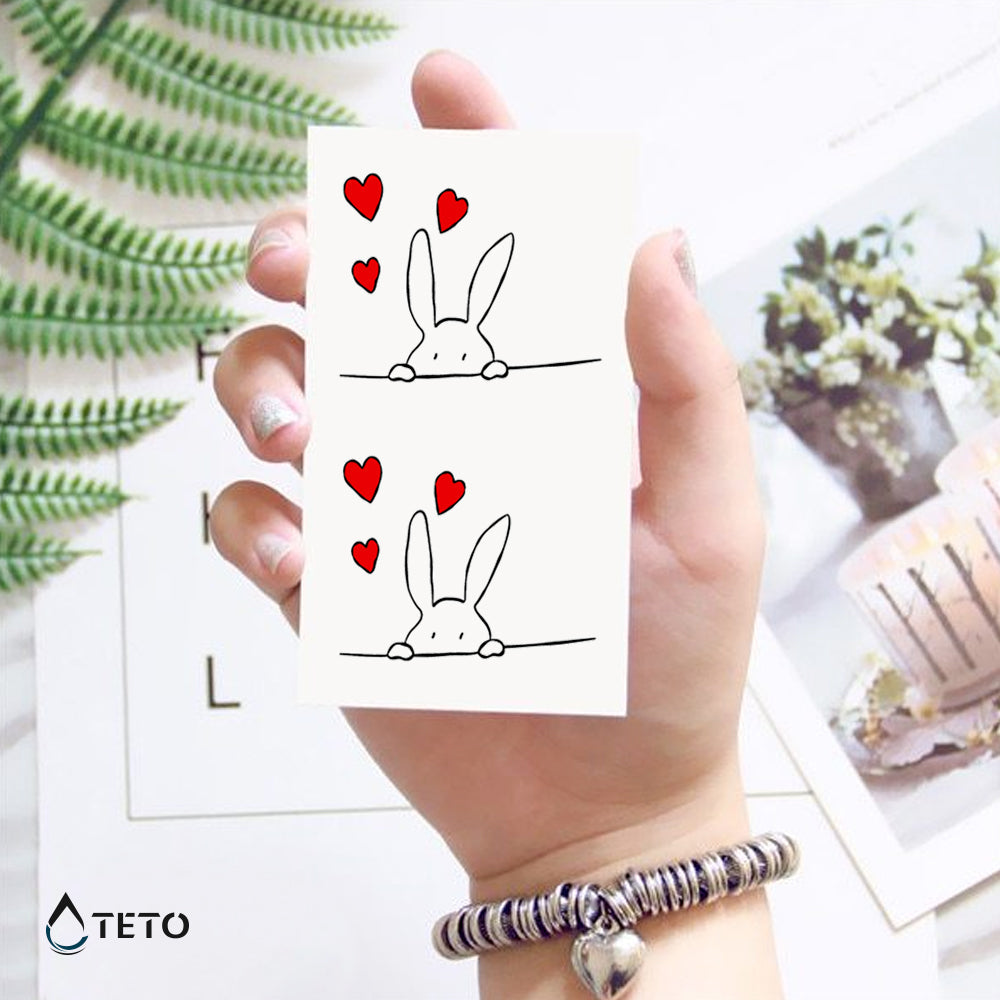 Conejo enamorado – set - TETO - Tatuajes Temporales