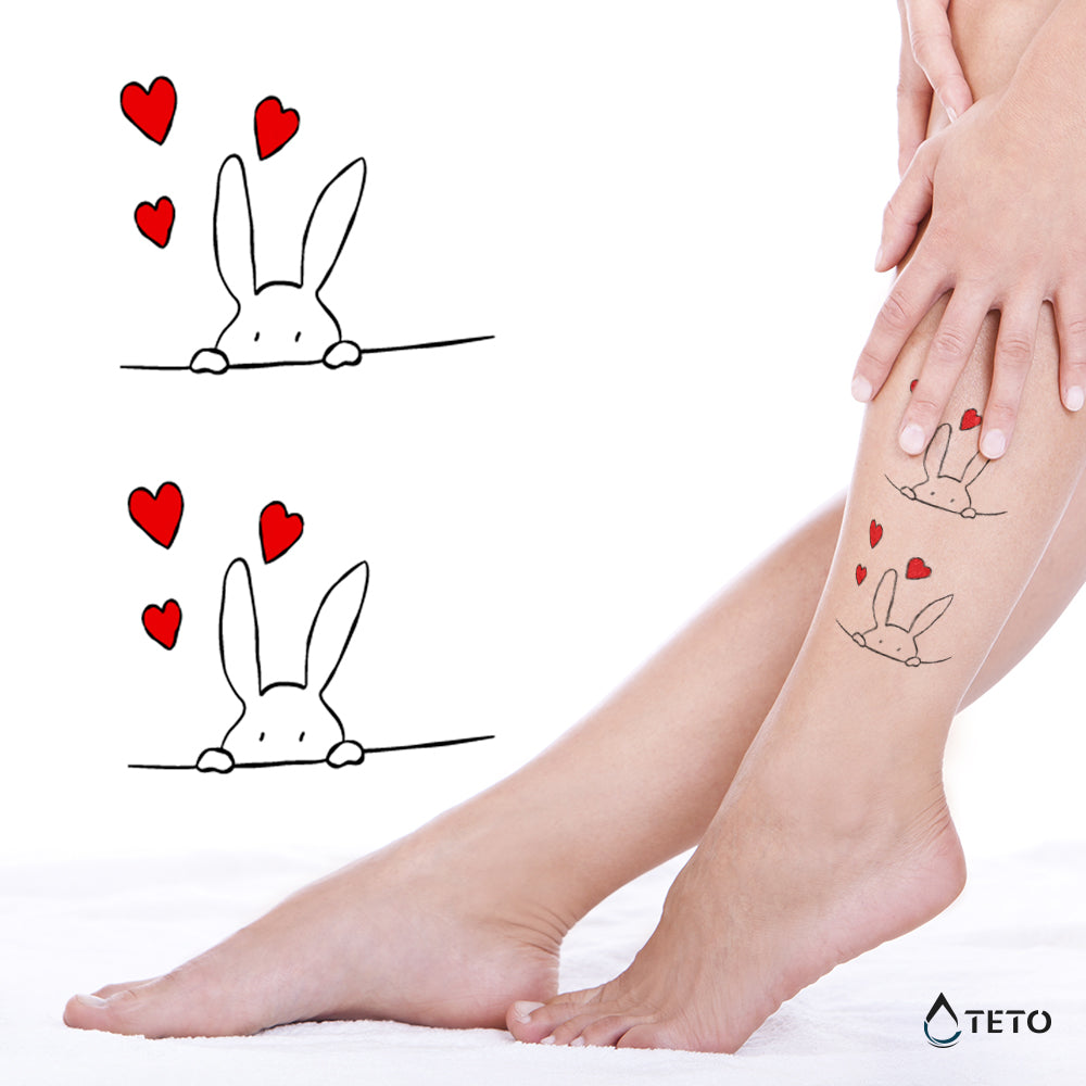 Conejo enamorado – set - TETO - Tatuajes Temporales