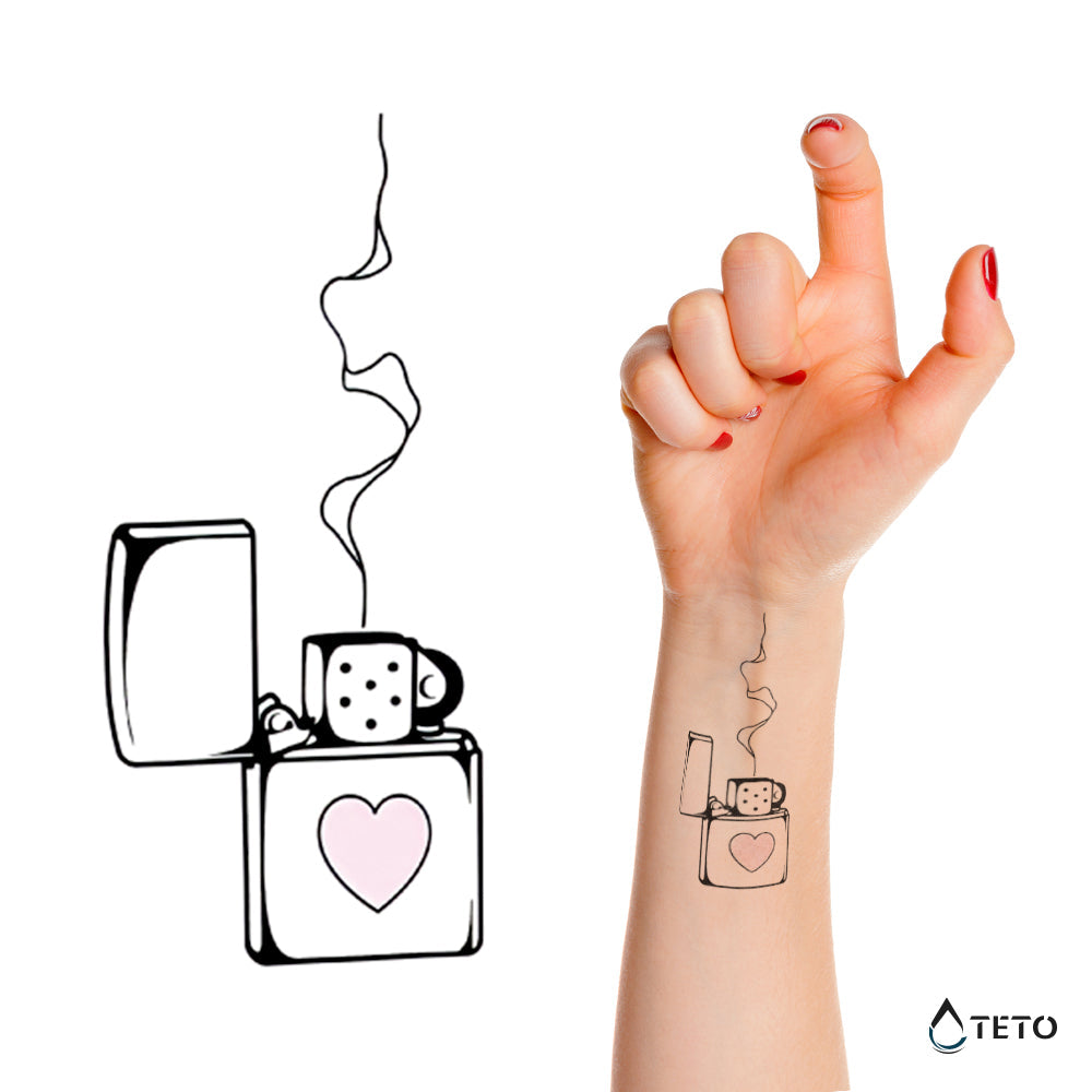 Encendedor - corazón - TETO - Tatuajes Temporales