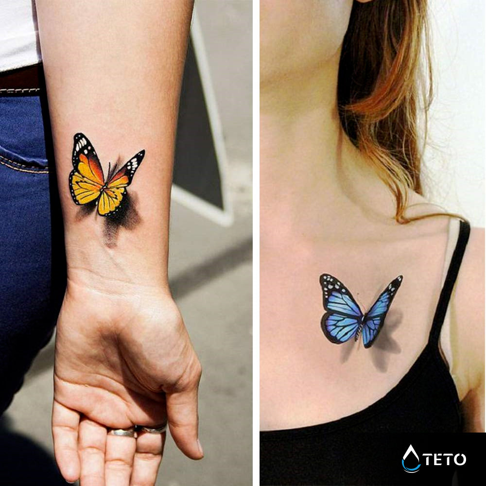 Mariposas tridimensionales - set - TETO - Tatuajes Temporales
