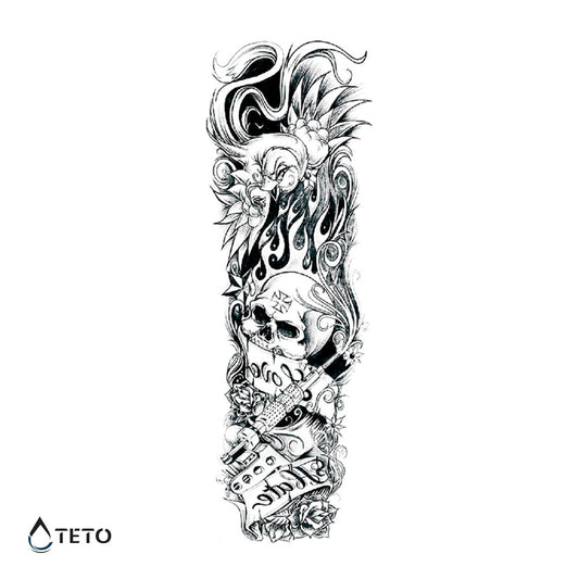 Cráneo en fuego - TETO - Tatuajes Temporales