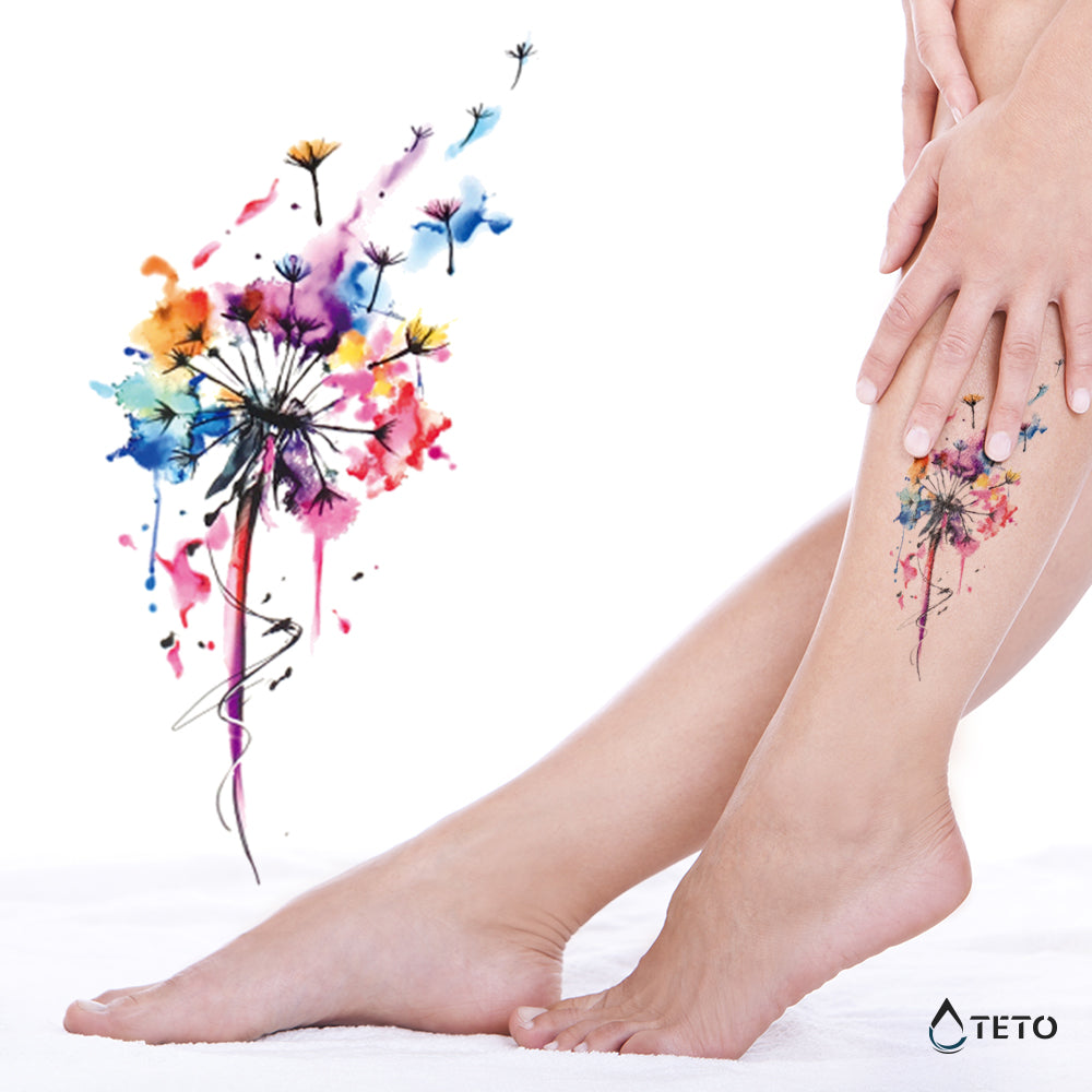 Diente de león colorido - TETO - Tatuajes Temporales