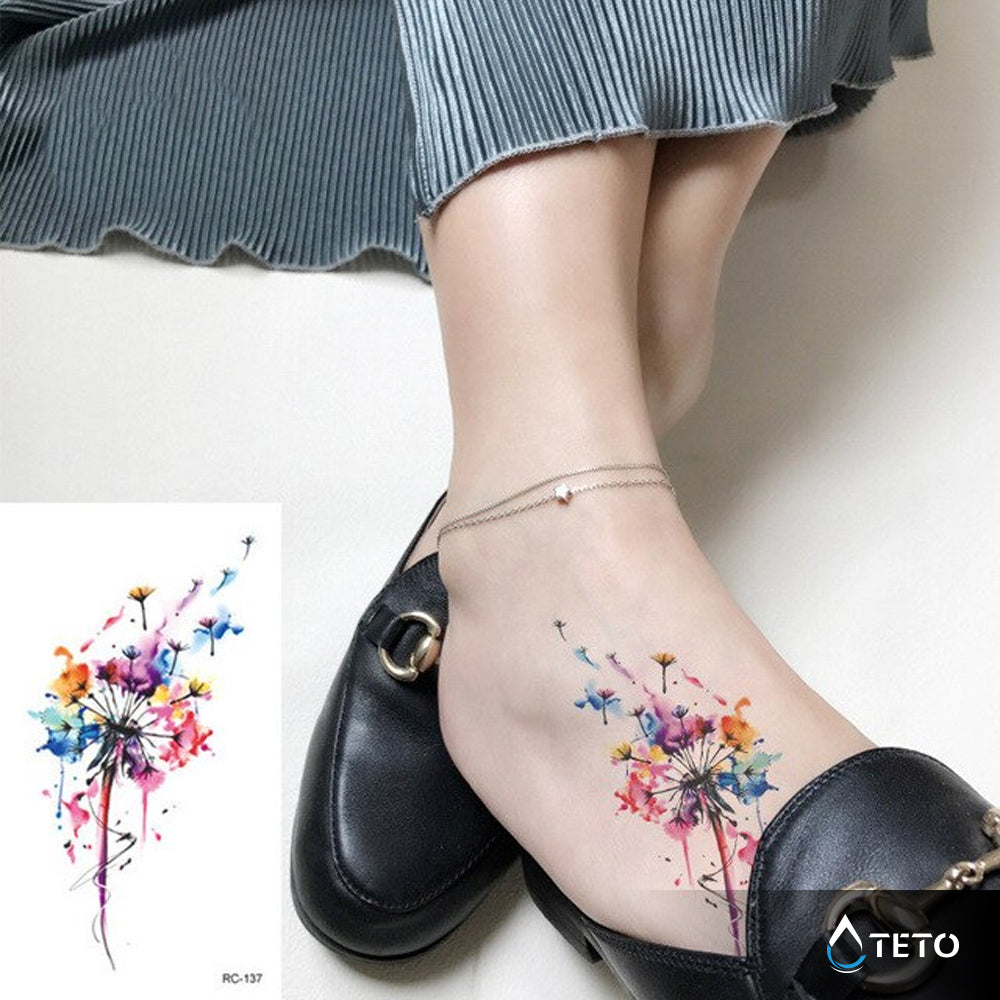 Diente de león colorido - TETO - Tatuajes Temporales