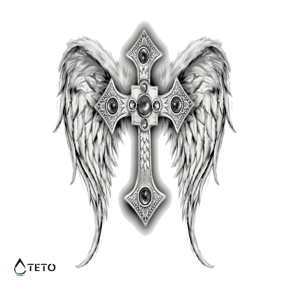 Cruz con alas - Tatuajes Temporales TETO