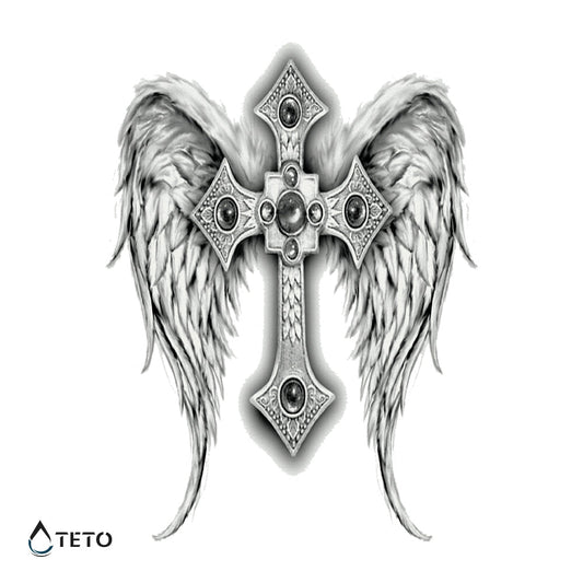 Cruz con alas - Tatuajes Temporales TETO